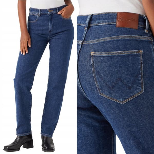 Wrangler STRAIGHT Dark Turn STRAIGHT HIGH WAIST DARK DENIM W28 L34