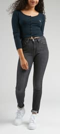 Pikkukuva 5 / 8: Lee SCARLETT HIGH Middle of the Night SKINNY HIGH WAIST GREY DENIM W28 L33