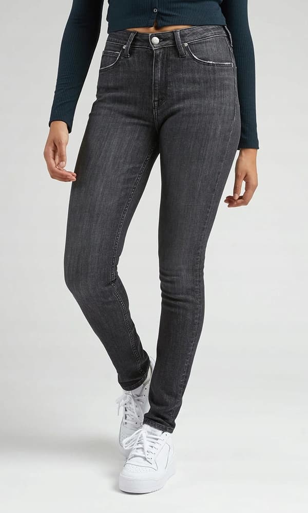 Lee SCARLETT HIGH Middle of the Night SKINNY HIGH WAIST GRÅ DENIM W27 L31