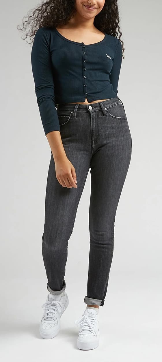 Lee SCARLETT HIGH Middle of the Night SKINNY HIGH WAIST GRÅ DENIM W27 L31