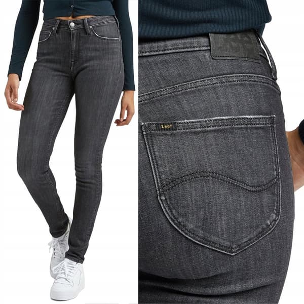 Lee SCARLETT HIGH Middle of the Night SKINNY HIGH WAIST GRÅ DENIM W27 L31