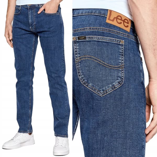 Lee RIDER SLIM Mid Stone Wash FITTED TAPERED DARK DENIM W40 L32