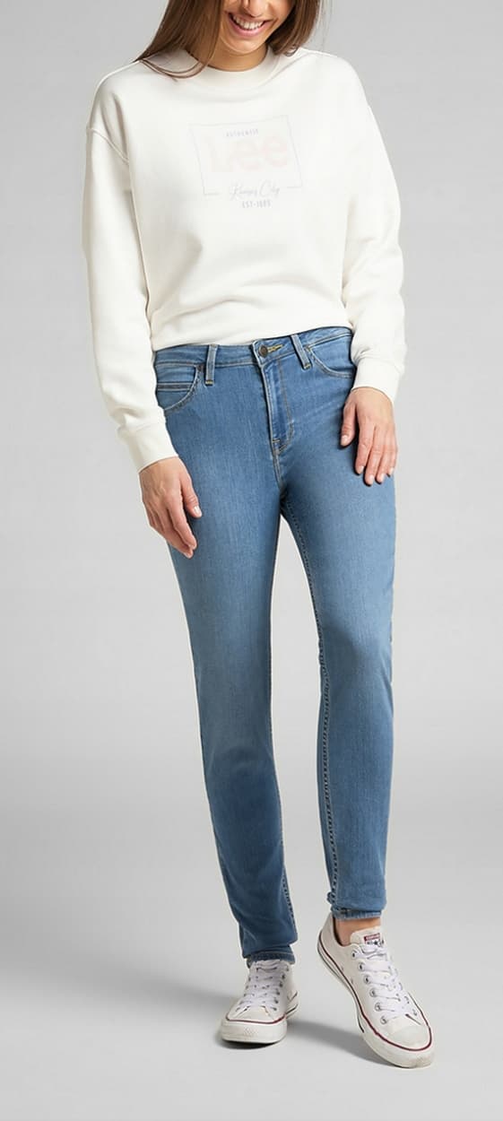 Lee SCARLETT HIGH Mid Blue SKINNY HIGH WAIST BLUE DENIM W28 L33