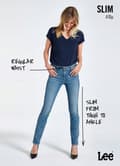 Miniatyrbild 8 av 8: Lee ELLY SLIM Majestic Wave FITTED RAKIGT BLÅ DENIM W29 L31