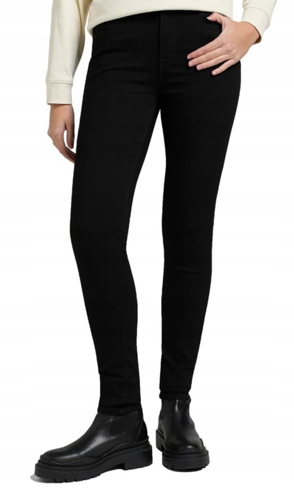 Lee SCARLETT HIGH Black Rinse SVARTA KJOLAR HÖG MIDJA W26 L31