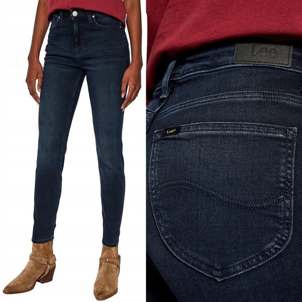 Lee SCARLETT HIGH Worn Ebony SKINNY HIGH WAIST MÖRK JEANS W26 L31