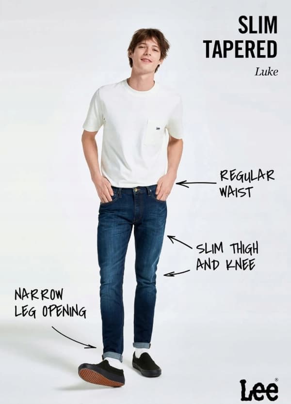 Lee LUKE SLIM TAPERED Subtilt sliten DENIM W30 L32