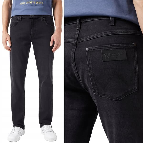 Wrangler GREENSBORO REGULAR RAK Film Noir SVARTA JEANS W33 L32