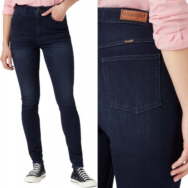 Wrangler SKINNY Coldspring HIGH WAIST SKINNY MÖRK DENIM W28 L32