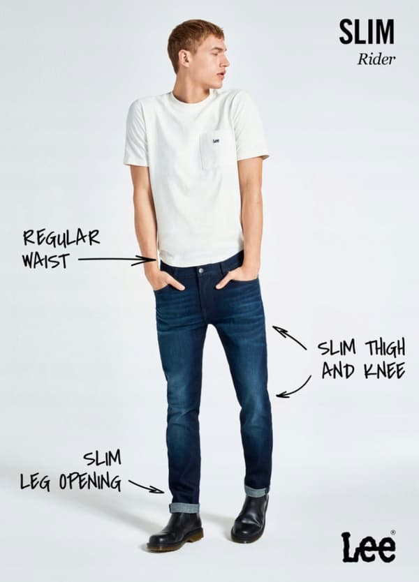 Lee RIDER SLIM Light Seabreeze FITTED TAPERED JEANS -farkut, koko 38, pituus 34