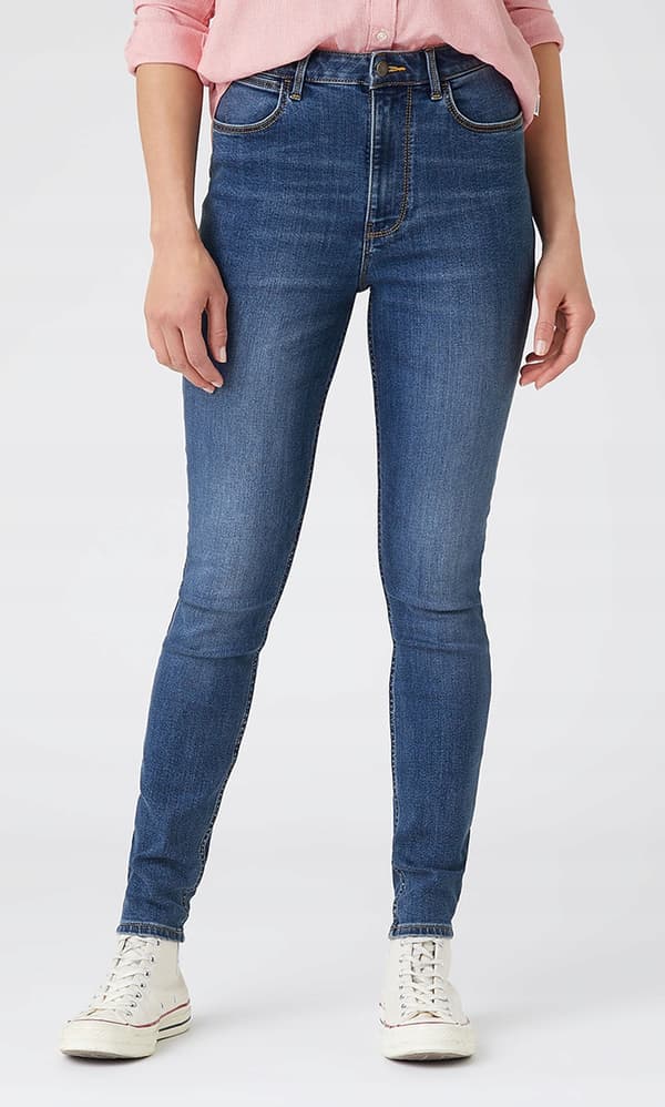 Wrangler SKINNY Cloud korkeavyötäröiset farkut, siniset, W27, L32