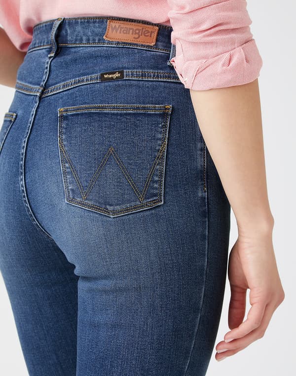 Wrangler SKINNY Cloud korkeavyötäröiset farkut, siniset, W27, L32