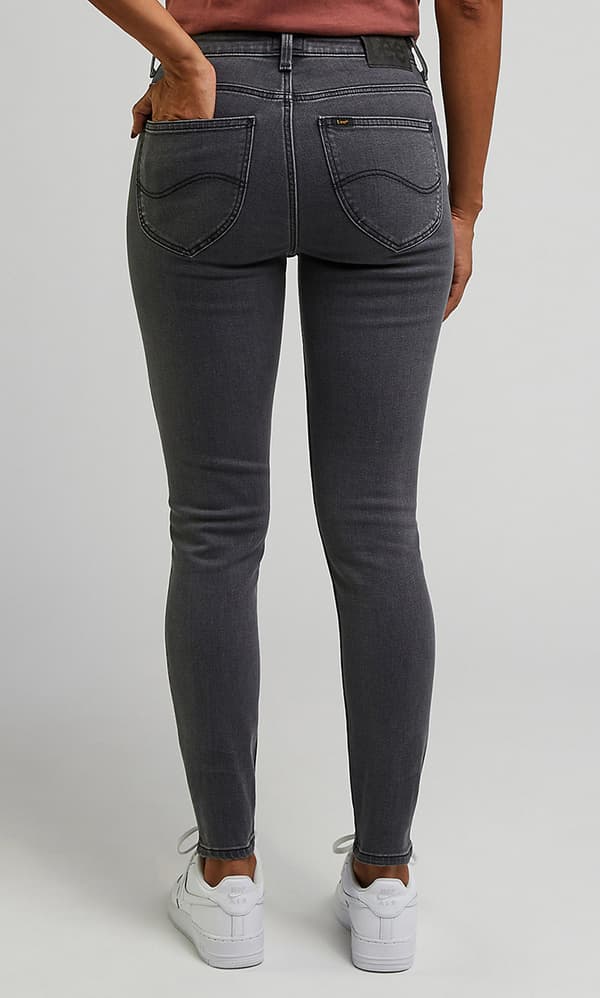 Lee SCARLETT HIGH zip Moody Grey HIGH GRAY TUBE BUKSER MED LYNLÅSE 7/8 W26 L31