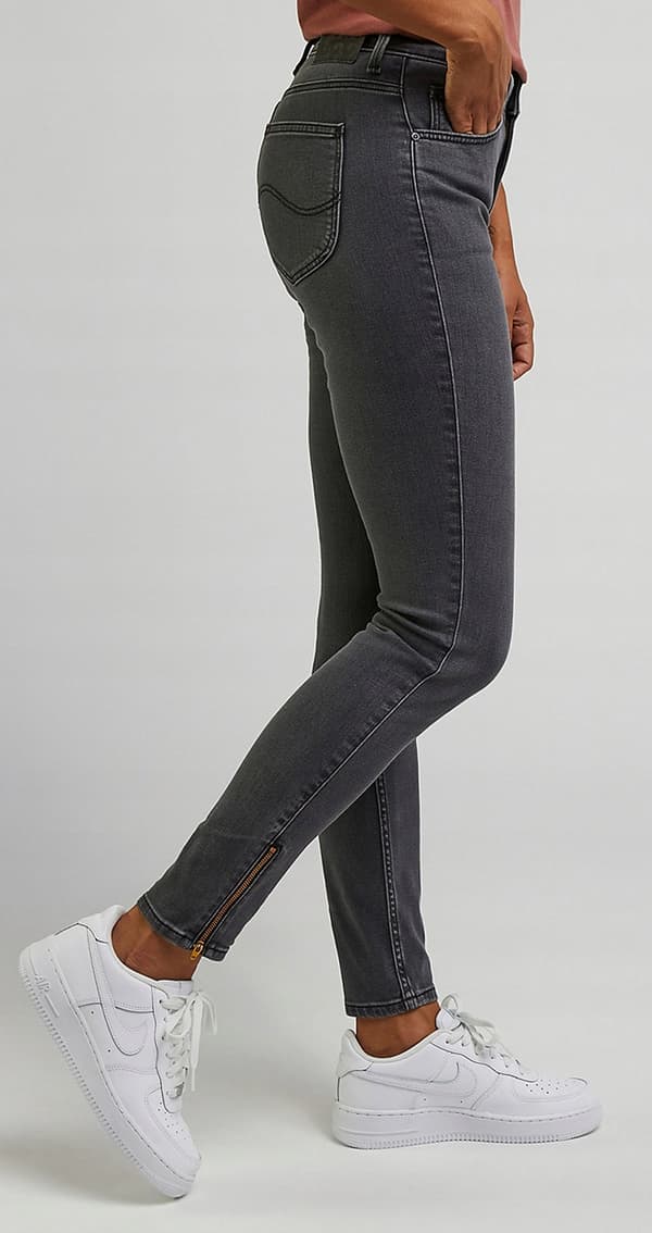 Lee SCARLETT HIGH zip Moody Grey HIGH GRAY TUBE BUKSER MED LYNLÅSE 7/8 W26 L31