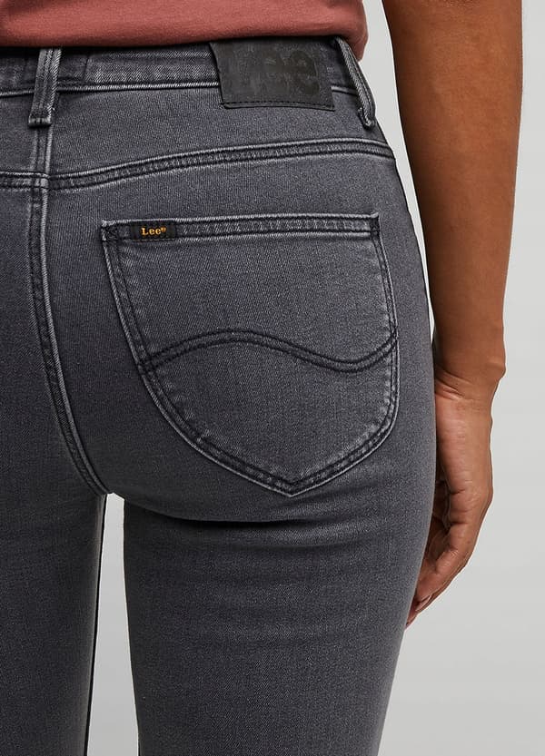 Lee SCARLETT HIGH zip Moody Grey HIGH GRAY TUBE BUKSER MED LYNLÅSE 7/8 W26 L31