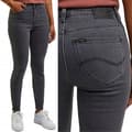 Miniatyrbillede 1 af 8: Lee SCARLETT HIGH zip Moody Grey HIGH GRAY TUBE BUKSER MED LYNLÅSE 7/8 W26 L31