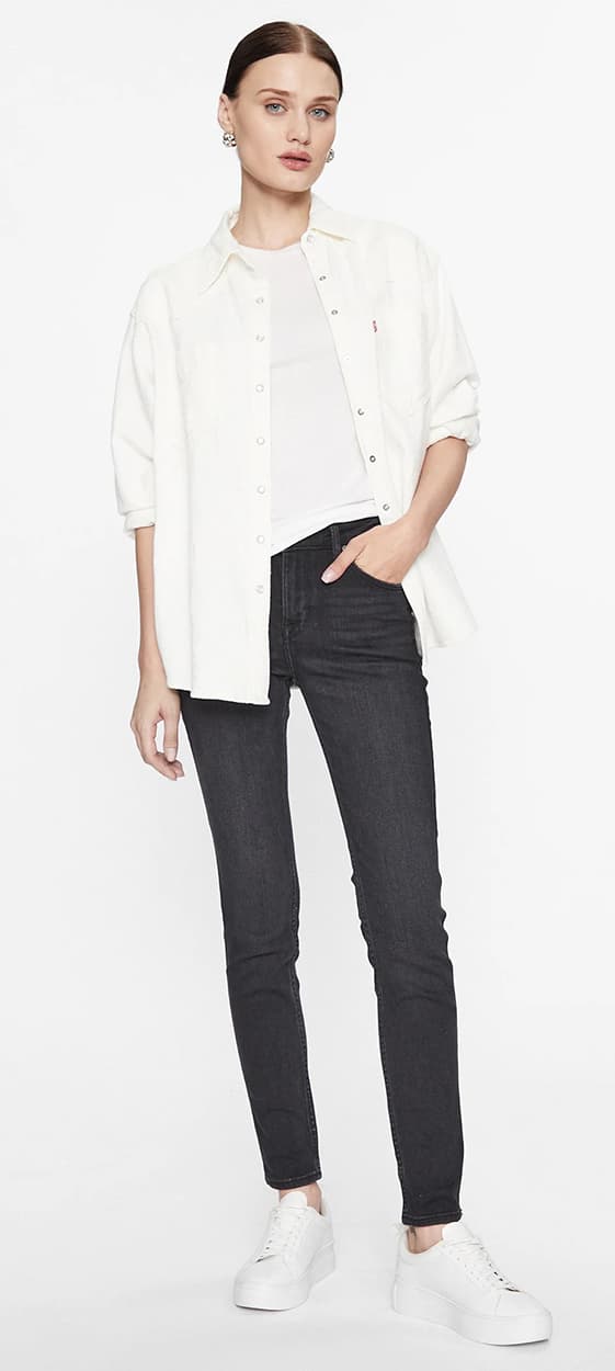 Lee SCARLETT HIGH Tingled Black SKINNY HIGH WAIST SVART GRÅ DENIM W26 L29