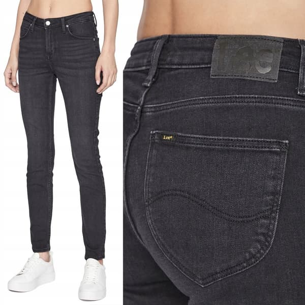 Lee SCARLETT HIGH Tingled Black SKINNY HIGH WAIST SVART GRÅ DENIM W26 L29