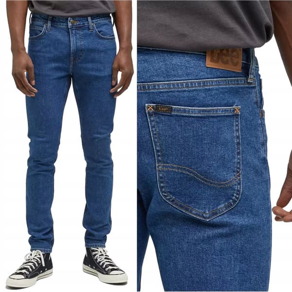 Lee MALONE SKINNY Stenblå Mid Tubes W30 L32
