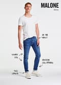 Miniatyrbild 8 av 8: Lee MALONE SKINNY Tvättade Mörka MÖRKA SKINNY JEANS W28 L34