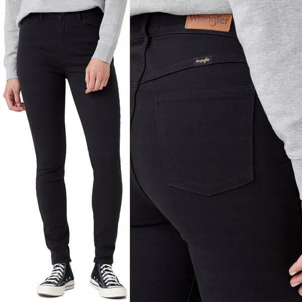 Wrangler SKINNY Svarta SVART HÖGA TUBE W29 L32