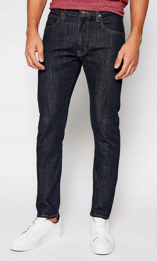 Lee LUKE SLIM Rinse tummansiniset kapeat housut W30 L32
