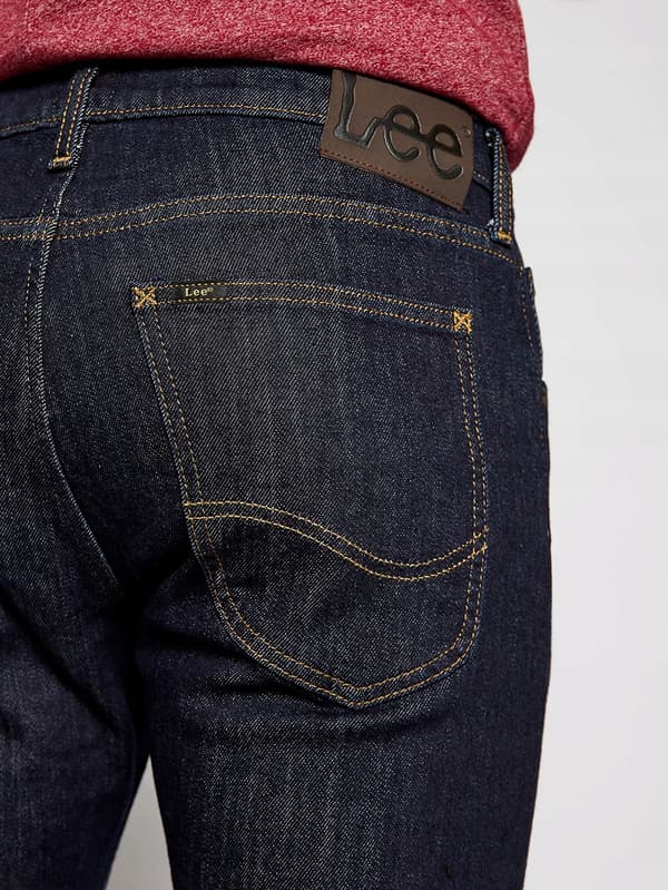 Lee LUKE SLIM Rinse tummansiniset kapeat housut W30 L32