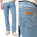 Miniatyrbillede 1 af 6: Wrangler TEXAS SLIM Good Vibes KLASSISK TAPERED BLÅ DENIM W38 L32