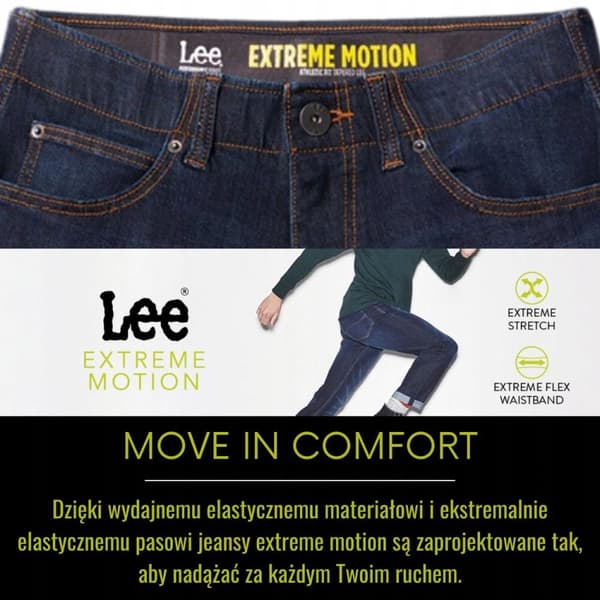 Lee SLIM FIT Extreme Motion MVP Rinse FITTED BEKVÄM MARINBLACK W34 L32
