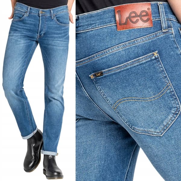 Lee DAREN ZIP FLY REGULAR STRAIGHT Blå Drop STRAIGHT MØRKE JEANS W38 L34