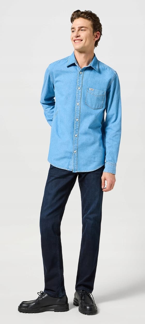 Wrangler GREENSBORO REGULAR Djupblå Svart RAK MARINBLÅ DENIM W32 L34