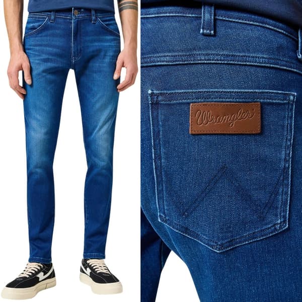 Wrangler BRYSON Blue Jam FREE TO STRETCH SKINNY DARK DENIM W32 L34