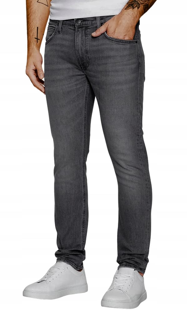 Lee LUKE SLIM TAPERED Grey Käytetty HAME ITALIALAISET HARMAA FARKUT W33 L32
