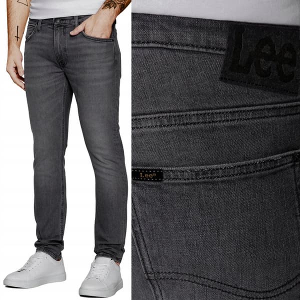 Lee LUKE SLIM TAPERED Grey Käytetty HAME ITALIALAISET HARMAA FARKUT W33 L32
