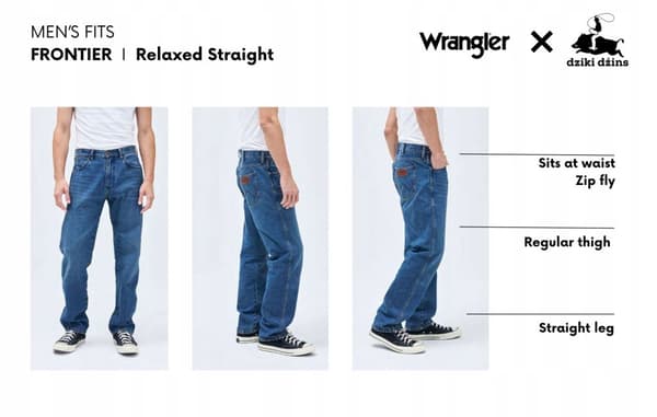 Wrangler FRONTIER RELAXED Dancing Water RAK LÖST MÖRK JEANS W34 L34