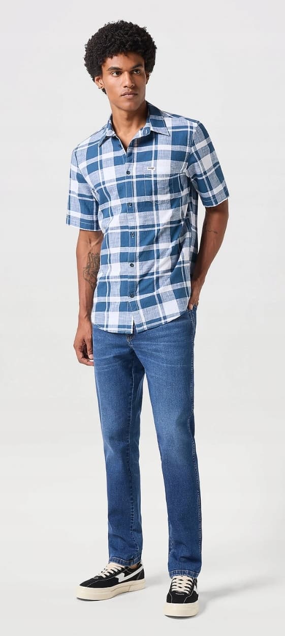Wrangler TEXAS SLIM Harvey ISTUVAT FARKUT TUMMAT DENIM W38 L34