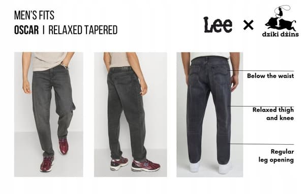Lee OSCAR Dark Days Løse, koniske jeans med blå denim, W33 L32