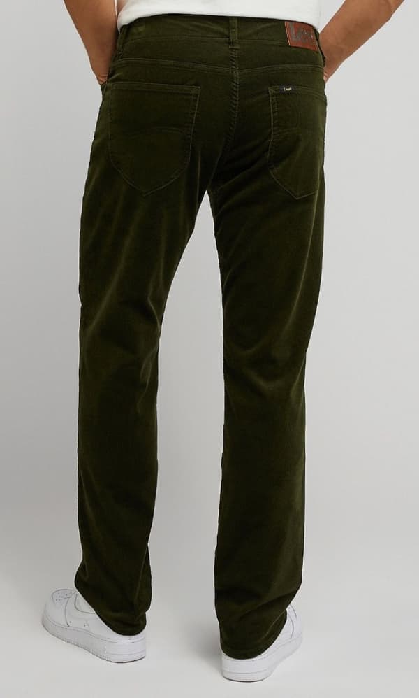 Lee RAKT FIT MVP Extreme Motion Olivgröna BEKVÄMA GRÖNA MANCHESTERBYXOR W33 L32