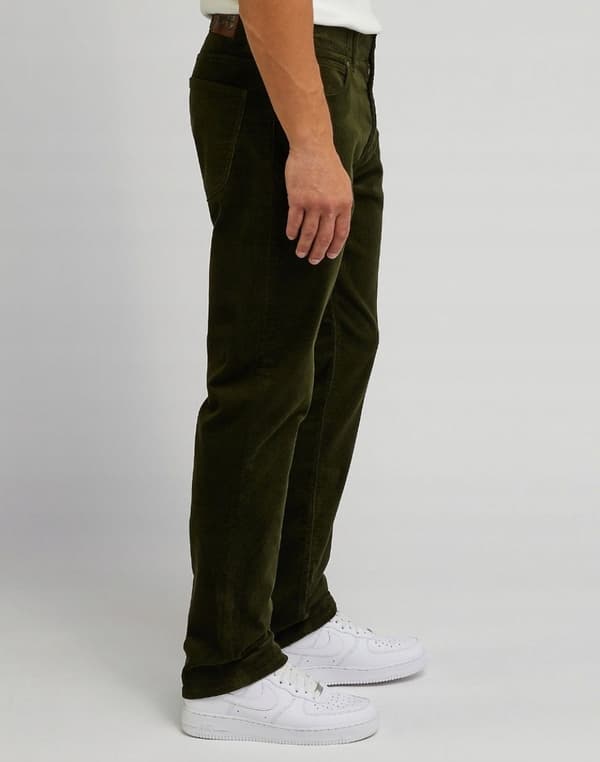 Lee RAKT FIT MVP Extreme Motion Olivgröna BEKVÄMA GRÖNA MANCHESTERBYXOR W33 L32