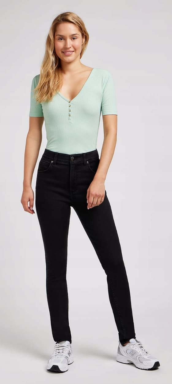 Lee ULC SKINNY Svarta HÖGA SVARTA DAMSKINNYJEANS W33 L31