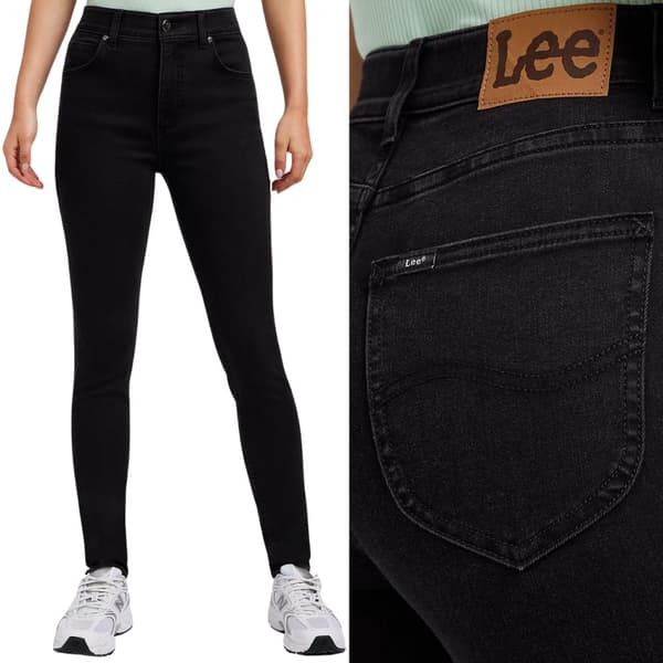 Lee ULC SKINNY Svarta HÖGA SVARTA DAMSKINNYJEANS W33 L31
