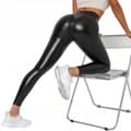 Miniatyrbillede 5 af 11: Leggings MODERIGE Højtaljede Formende ØKO LÆDER med Rynker SORT rS