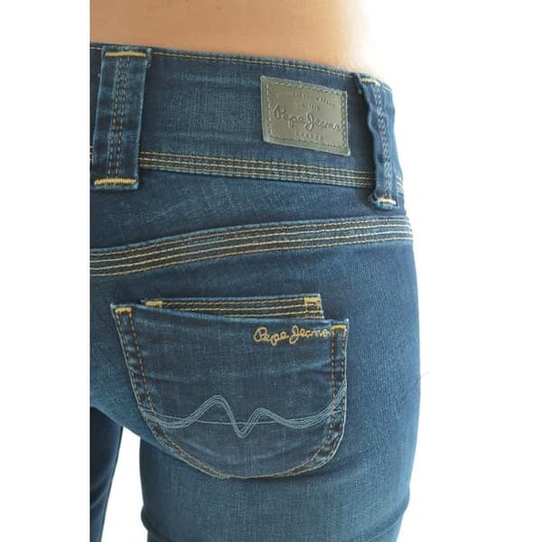 Jeans Dam - Pepe Jeans - Stretchjeans - Justerad Rakt Skärning - Låg Midja - 8 Fickor