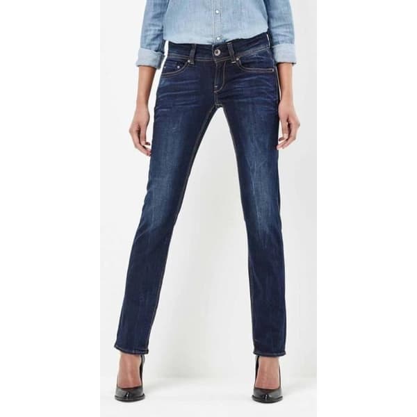 Jean Femme - G STAR - Midge Saddle Mid Waist Straight L32 - Rakt skärning - Blå