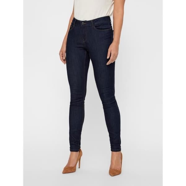 Jean Push Up Skinny - VERO MODA - Mörkblå Denim - Normal Midja - Stretchtyg - 5 Fickor
