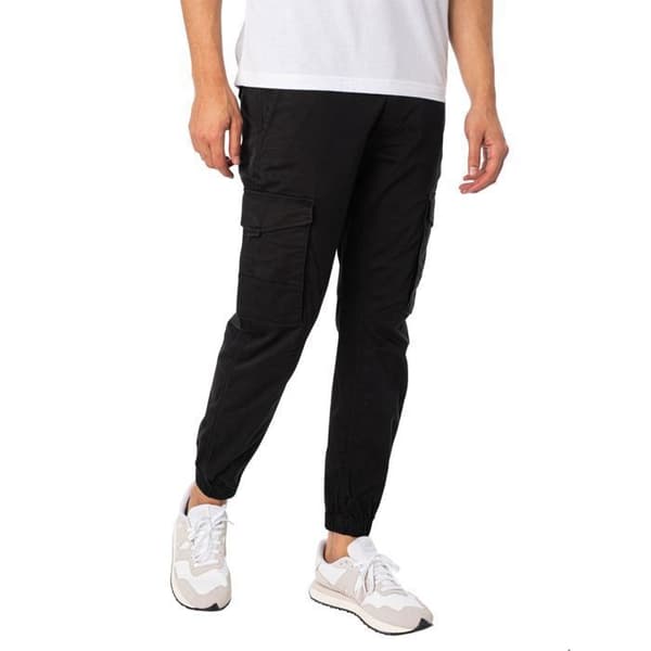 Cargo Byxor - JACK & JONES - Herr - Svart - 98% Ekologisk Bomull - Standardstorlek