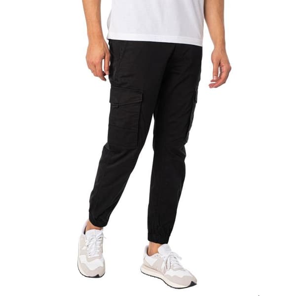 Cargo Byxor - JACK & JONES - Herr - Svart - 98% Ekologisk Bomull - Standardstorlek