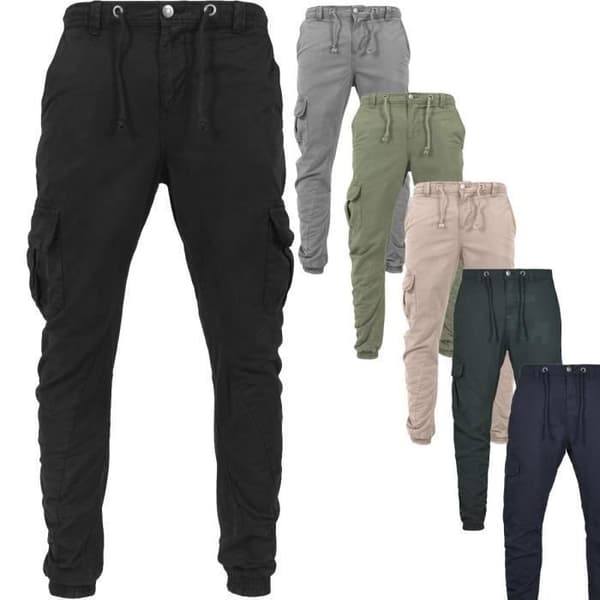 Skinny jogging cargo-byxor - Urban Classics - Oliv - 100% bomull - För män - Bekväm