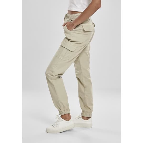 Damsbyxor - Urban Classics - Högmidjade Cargo - Creamfärg - Hög midja - Vuxen
