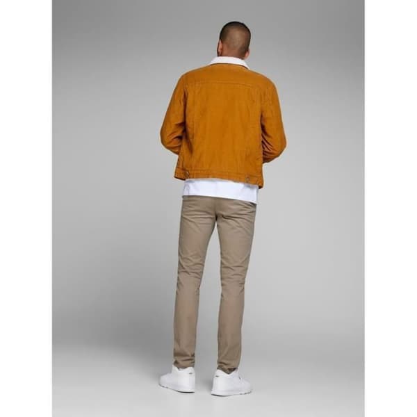 Slim Fit Byxor - JACK & JONES - Beig - Låg Midja - 98% Bomull - 2% Elastan